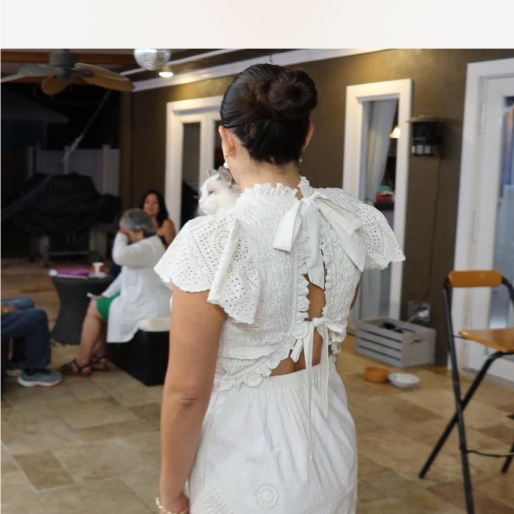 Sea New York White Vienne Eyelet smocked midi dress - Picture 7 of 8